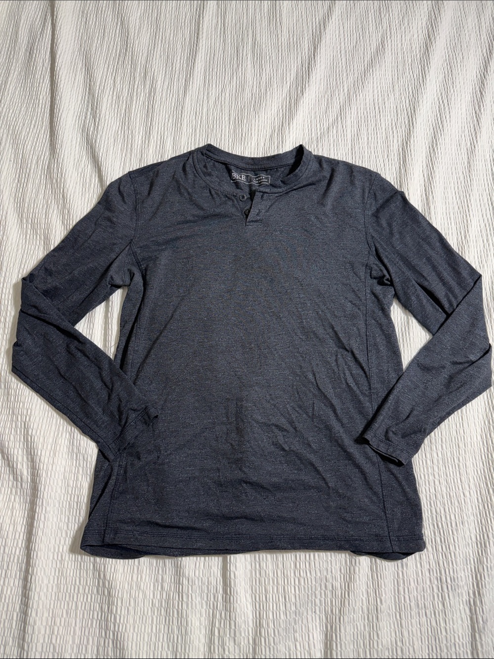 BKE Men's Long-Sleeve Henley in Charcoal Blue